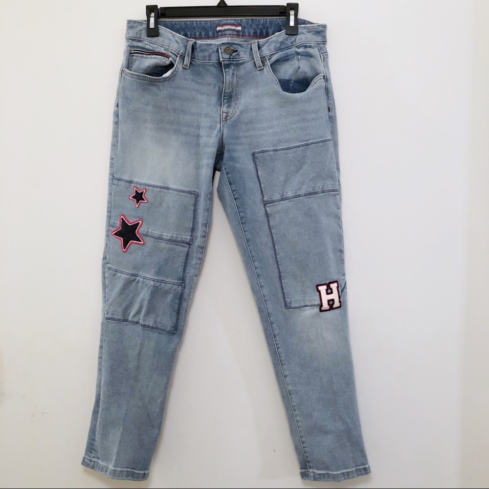Tommy Hilfiger Star Logo Straight Leg Patch Jeans